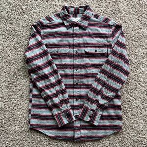 Men’s St. John’s Bay Button Up | Size: M | Gray, Black, and Red